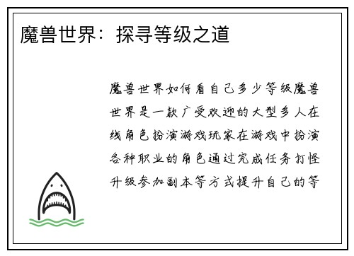 魔兽世界：探寻等级之道